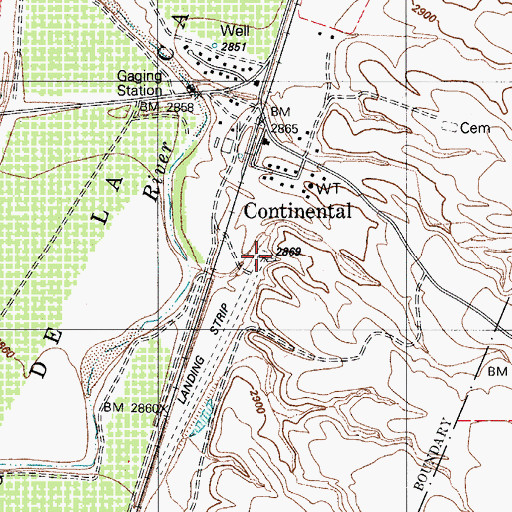 Topographic Map of Continental Airport, AZ