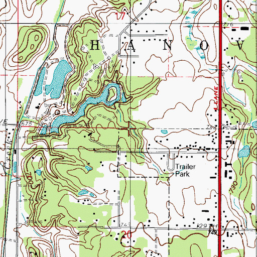 Topographic Map of Township of Hanover, IN