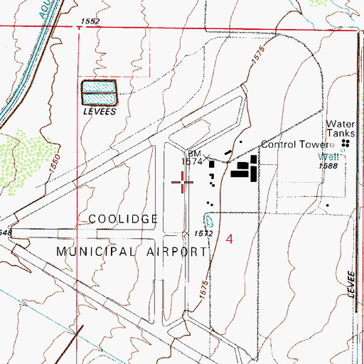Topographic Map of Coolidge Municipal Airport, AZ