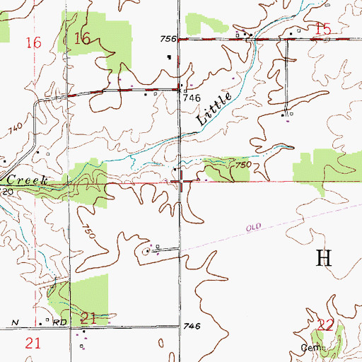 Topographic Map of Township of Haw Creek, IN