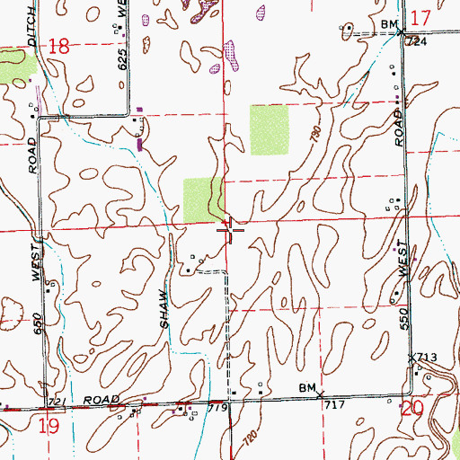 Topographic Map of Township of Hendricks, IN