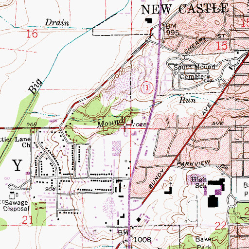 Topographic Map of Township of Henry, IN