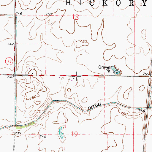 Topographic Map of Township of Hickory Grove, IN