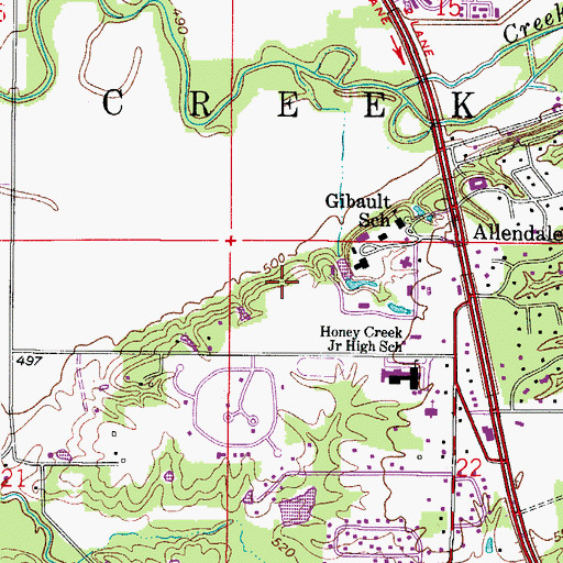 Topographic Map of Township of Honey Creek, IN