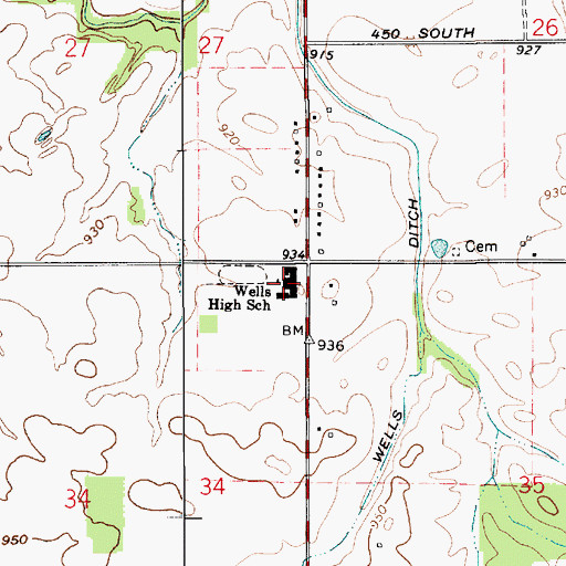 Topographic Map of Township of Jackson, IN