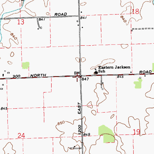 Topographic Map of Township of Jackson, IN