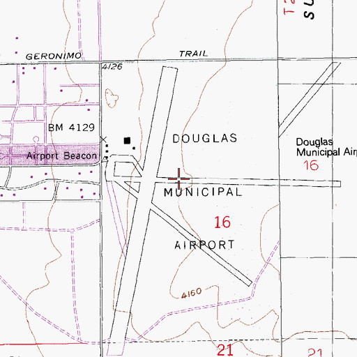 Topographic Map of Douglas Municipal Airport, AZ