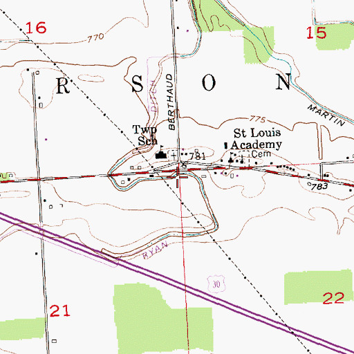 Topographic Map of Township of Jefferson, IN