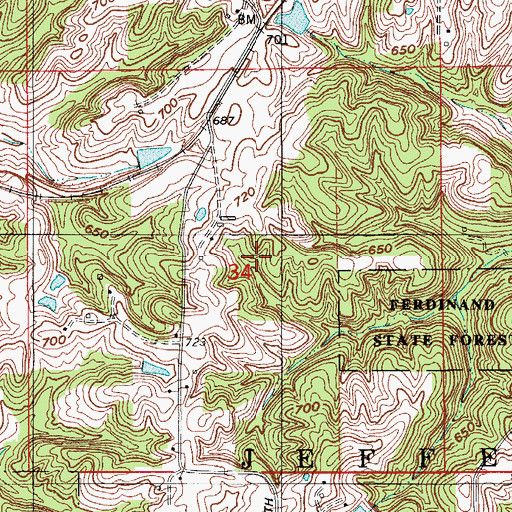 Topographic Map of Township of Jefferson, IN