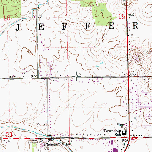 Topographic Map of Township of Jefferson, IN