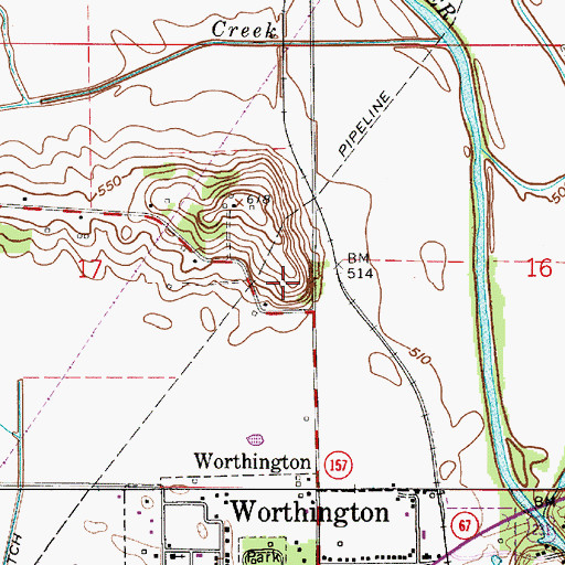 Topographic Map of Township of Jefferson, IN