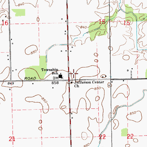 Topographic Map of Township of Jefferson, IN