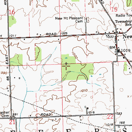 Topographic Map of Township of Jefferson, IN