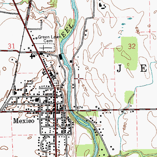Topographic Map of Township of Jefferson, IN