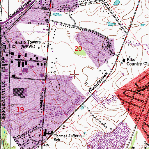Topographic Map of Township of Jeffersonville, IN