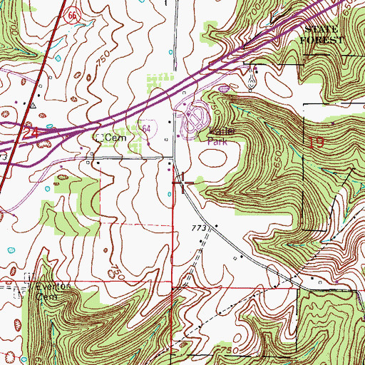 Topographic Map of Township of Jennings, IN