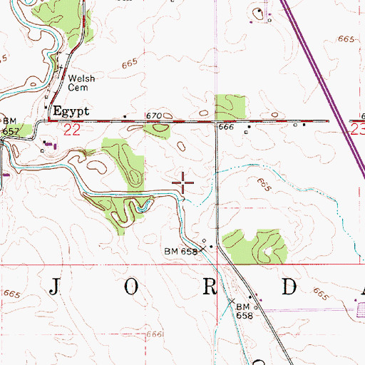 Topographic Map of Township of Jordan, IN