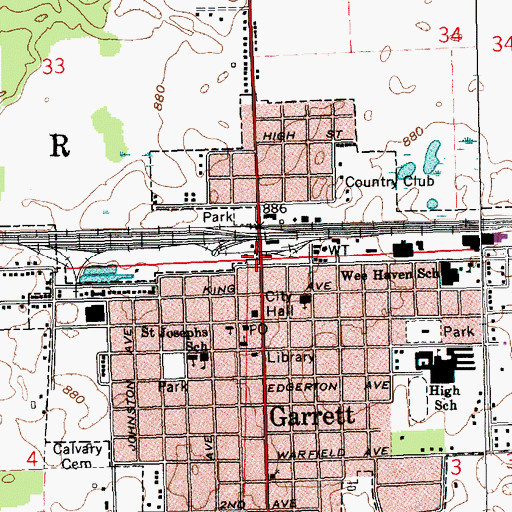 Topographic Map of Township of Keyser, IN