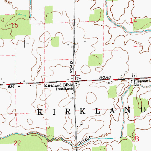 Topographic Map of Township of Kirkland, IN