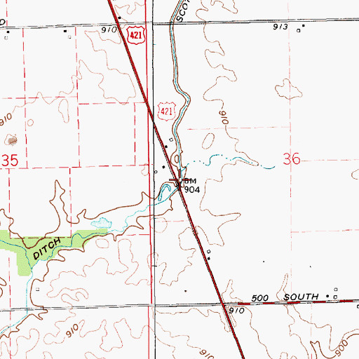 Topographic Map of Township of Kirklin, IN