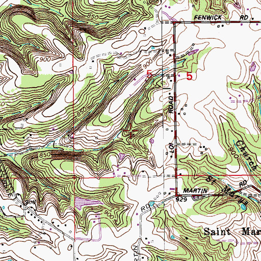 Topographic Map of Township of Lafayette, IN