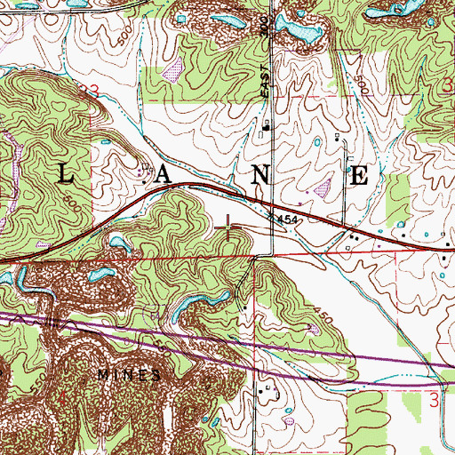 Topographic Map of Township of Lane, IN