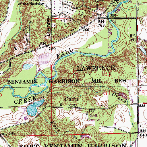 Topographic Map of Township of Lawrence, IN
