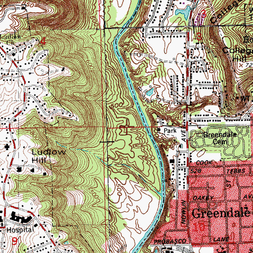 Topographic Map of Township of Lawrenceburg, IN