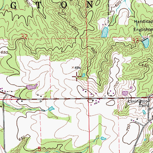 Topographic Map of Township of Lexington, IN
