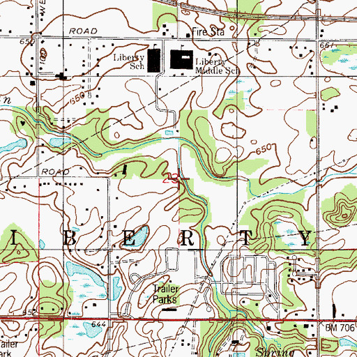 Topographic Map of Township of Liberty, IN