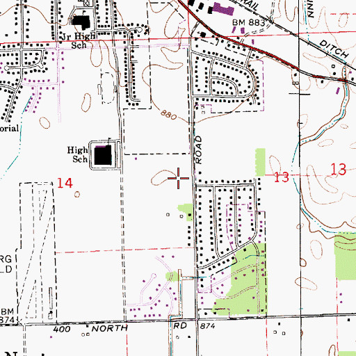Topographic Map of Township of Lincoln, IN