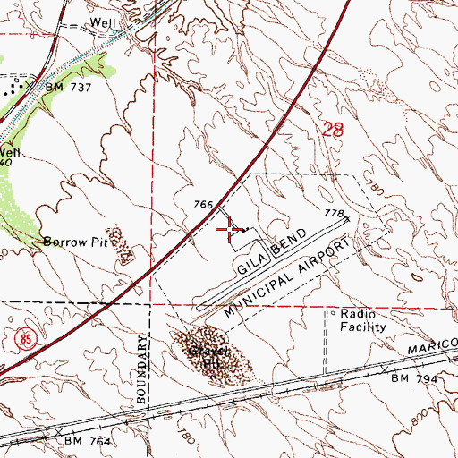 Topographic Map of Gila Bend Municipal Airport, AZ