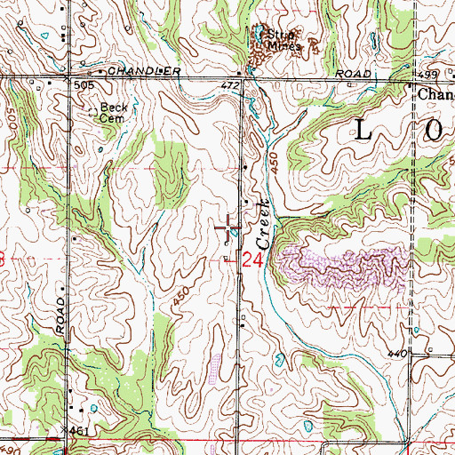 Topographic Map of Township of Logan, IN