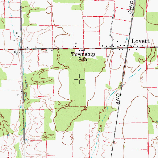 Topographic Map of Township of Lovett, IN