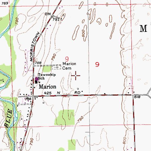 Topographic Map of Township of Marion, IN