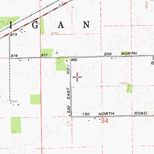 Topographic Map of Township of Michigan, IN