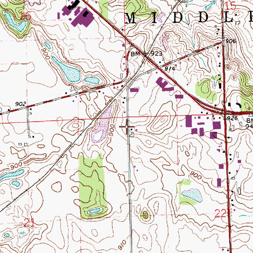 Topographic Map of Township of Middlebury, IN