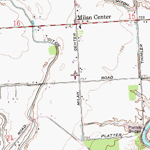 Topographic Map of Township of Milan, IN