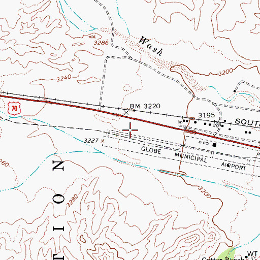 Topographic Map of San Carlos Apache Airport, AZ