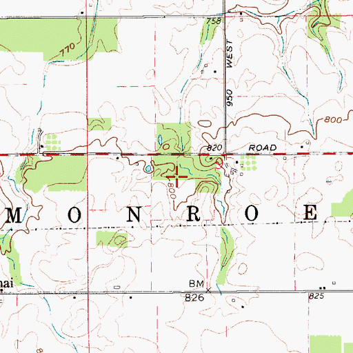 Topographic Map of Township of Monroe, IN