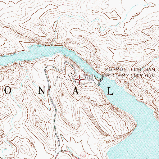 Topographic Map of Mormon Flat Dam Heliport, AZ