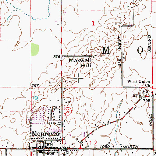 Topographic Map of Township of Monroe, IN