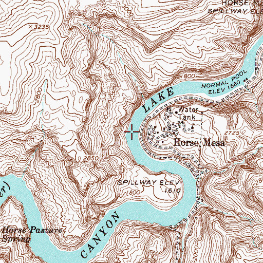 Topographic Map of Horse Mesa Number One Heliport, AZ