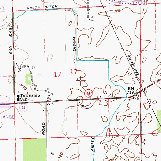 Topographic Map of Township of Needham, IN