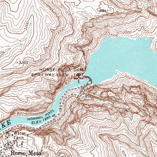 Topographic Map of Horse Mesa Dam Number Two Heliport, AZ