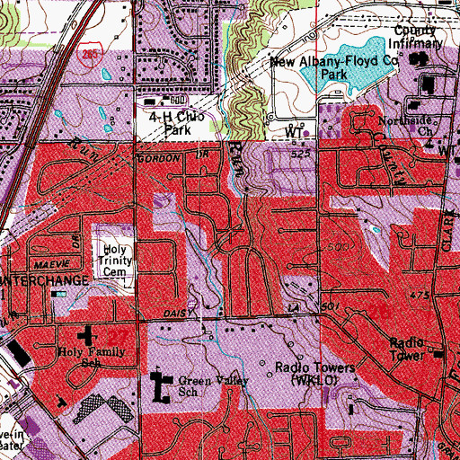 Topographic Map of Township of New Albany, IN
