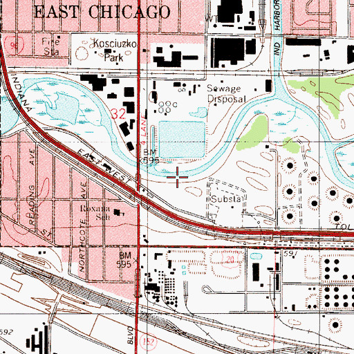 Topographic Map of Township of North, IN
