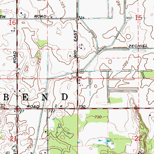 Topographic Map of Township of North Bend, IN