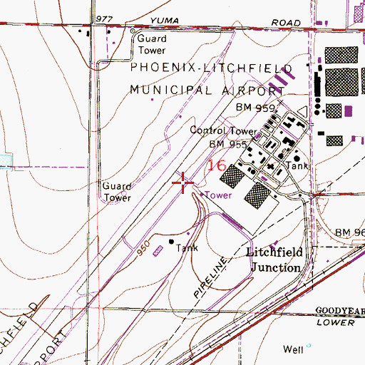 Topographic Map of Phoenix Goodyear Airport, AZ