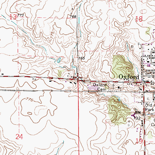 Topographic Map of Township of Oak Grove, IN